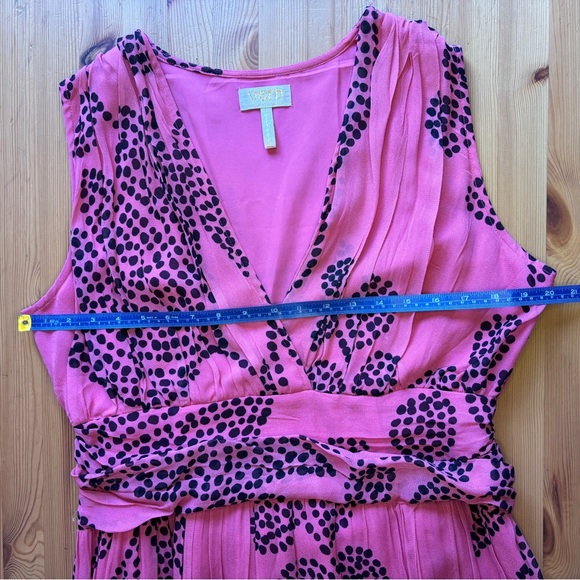 Anthropologie V-Neck Ombre Pink & Yellow Printed Chiffon Maxi Dress Sz L Lined - Picture 9 of 13